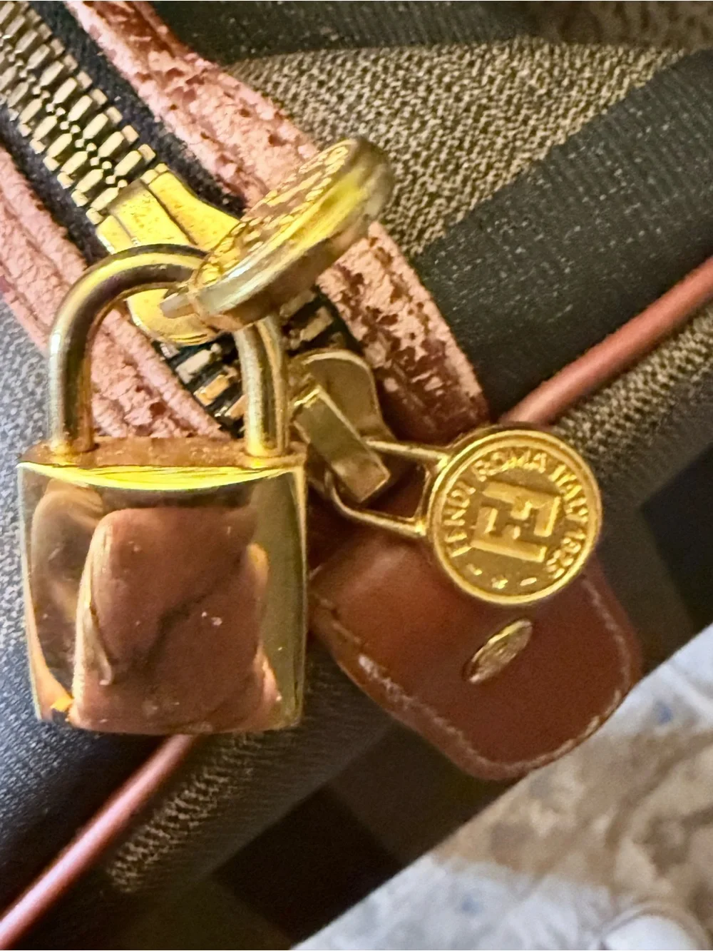 Stunning Vtg Fendi Pequin Striped Boston Bag